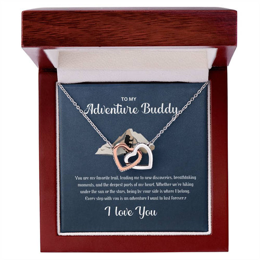 Tangled in Love:14K White Gold or 18K Yellow Gold Finish Intertwined Hearts Necklace